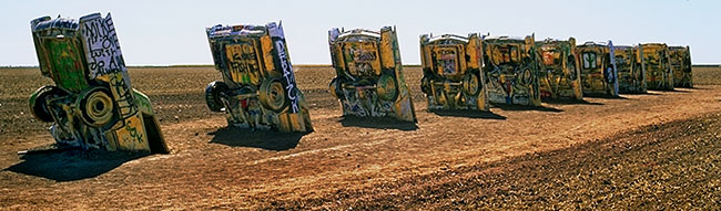 Cadillac Ranch, Texas, United States of America
: Monuments; Cars.