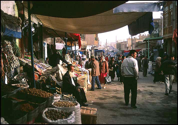 Kashgar, Xinjiang, People's Republic of China
: City Scenes; Food Stalls and Markets.