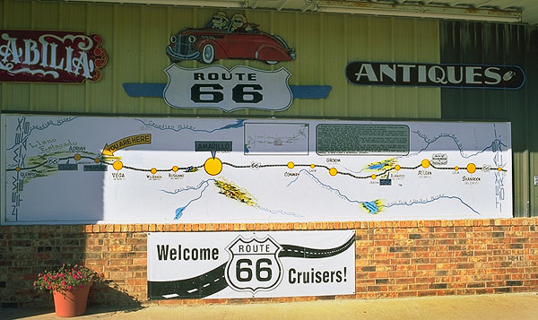 Texas Route 66, Texas, United States of America
: Signs; Ruins and Restorations.