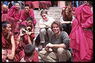 Patrick at Labrang Si, with several robed friends.