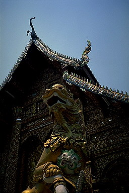 Dragons protect the temple<br>Chiang Mai, Thailand: Various Chiang Mai Wats, Chiang Mai, Thailand
: Buildings; Temples.