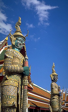 Pretty Fearsome Guards<br>Bangkok, Thailand: The Grand Palace, Bangkok, Thailand
: Buildings; Temples.