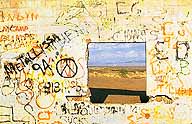 Abandoned gas bar as a frame :: Mojave Desert, California