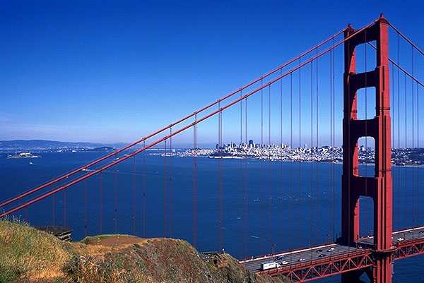 Alcatraz Island and the City By The Bay<br>seen through The Golden Gate<br>San Francisco, California: San Francisco, California, United States of America
: Engineering Feats; City Scenes.