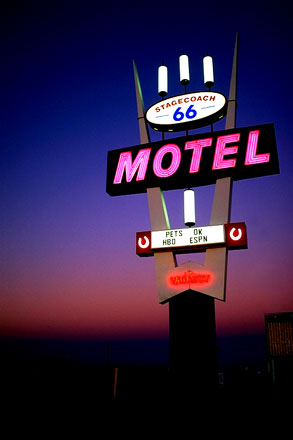 Stagecoach Motel<br>Seligman, Arizona: Seligman, Arizona, United States of America
: Neon; Colourful.