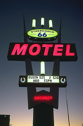 Stagecoach Motel<br>Seligman, Arizona: Seligman, Arizona, United States of America
: Neon; Signs.