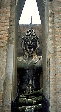 A large sitting Buddha<br>Sukhothai, Thailand: Sukhothai, Thailand
: Ruins and Restorations; Buddha Images.