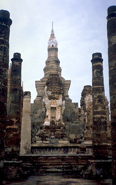 Small Buddha;  Big Temple<br>Sukhothai, Thailand: Sukhothai, Thailand
: Ruins and Restorations; Buddha Images.