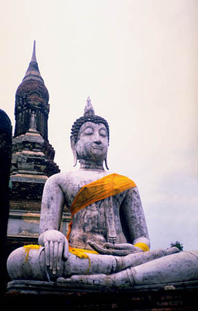 Stucco Buddha with Sash<br>Sukhothai, Thailand: Sukhothai, Thailand
: Ruins and Restorations; Buddha Images.