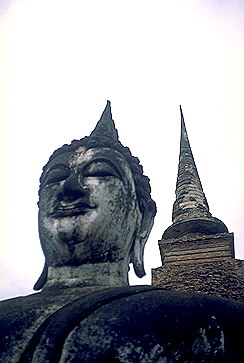 Buddha and Stupa<br>Sukhothai, Thailand: Sukhothai, Thailand
: Ruins and Restorations; Buddha Images.