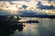 A picture of Kuching harbour at sunste; Sarawak, Malaysian Borneo