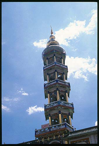 A little more like a minaret.: Linxia to Lanzhou, Gansu, People's Republic of China
: Buildings; Temples.