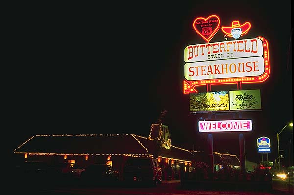 Butterfield Steakhouse<br>Holbrook, Arizona: Holbrook, Arizona, United States of America
: Eat-Drink; Neon.