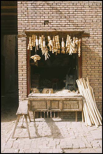 Lathe work<br><br>Kashgar :: Xinjiang, China: Kashgar, Xinjiang, People's Republic of China
: Food Stalls and Markets.