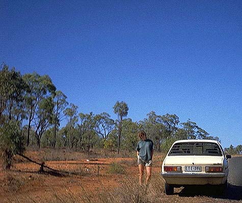 Katrin & Stan on the Gregory Highway<br clear=all>Queensland, Australia: The Gregory Highway, Queensland, Australia
: Katrin; Stan the Holden Gemini.