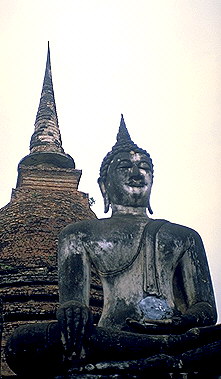 Buddha and Stupa<br>Sukhothai, Thailand: Sukhothai, Thailand
: Ruins and Restorations; Buddha Images.