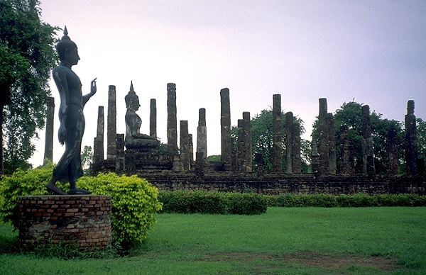 Two Buddhas, One Descending<br>Sukhothai, Thailand: Sukhothai, Thailand
: Ruins and Restorations; Buddha Images.